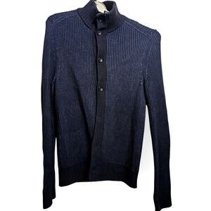 Banana Republic Men’s Cardigan Sweater – Medium – Navy/Black – 100% Cotton